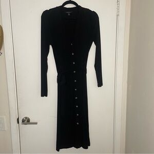 NWOT BANANA republic Ribbed Long Sleeve Midi sweater Dress belt M black buttons